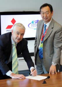Ergon Energy Chief Executive Ian McLeod and Mitsubishi Motors Australia CEO Mutsuhiro Oshikiri