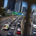 car in traffic driving on freeway in Sydney