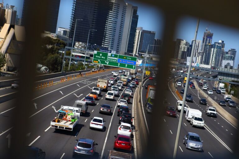 car in traffic driving on freeway in Sydney