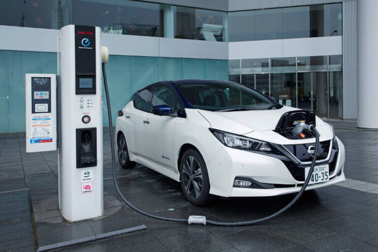 next generation Nissan Leaf electric vehicle charging station
