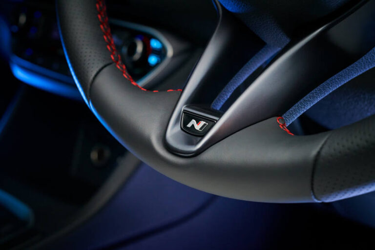 The Hyundai steering wheel with an N logo