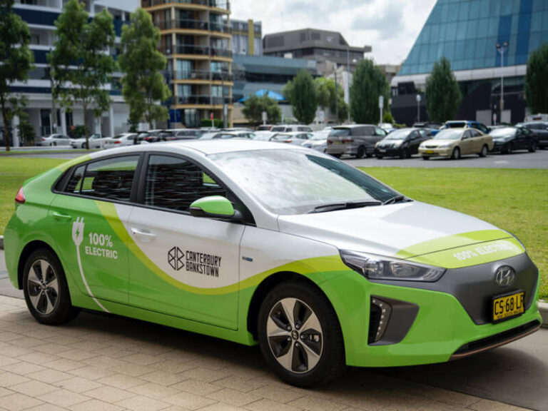 The Canterbury Bankstown Council electric Hyundai IONIQ vehicle