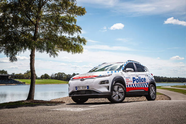 Hyundai Kona Electric and NSW Police at the Nepean river