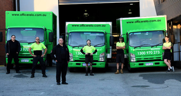 Office Relocation Solutions use green Isuzu trucks