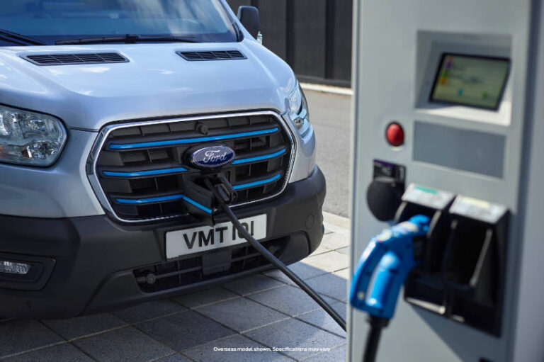 Ford etransit electric vehicle being charged