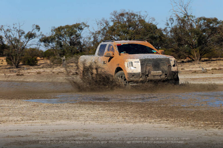 testing next generation Ford Ranger in mud