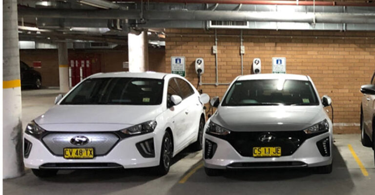 Hyundai EV charging in car park