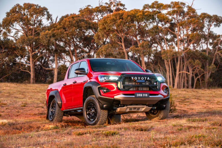 Toyota Hilux GR in red off-road