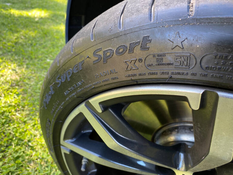 Toyota Supra blue bmw tyre marking