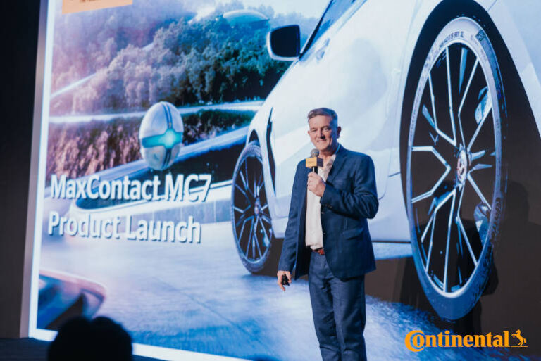 Continental Max Contact MC7 product launch CEO Mitchell Golledge on stage