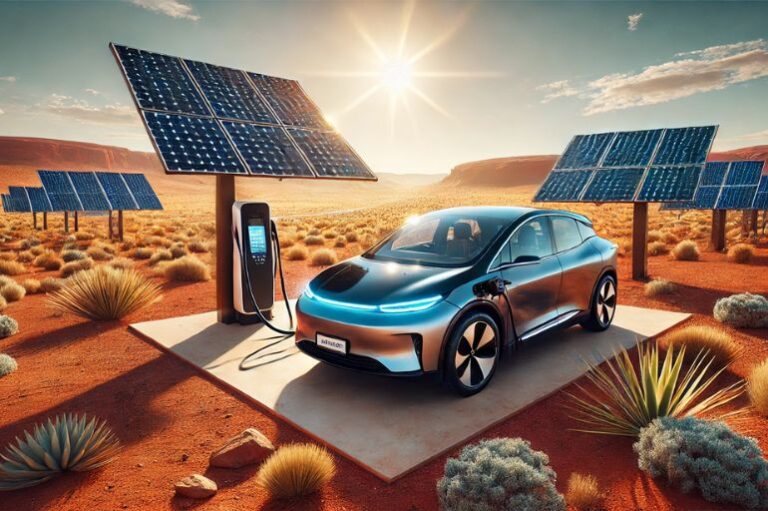 electric car solar charging in the desert