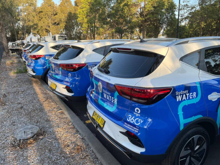 Sydney Water MG electric pool vehicles from Origin