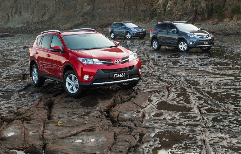 RAV4 (front), GXL (right) and GX (rear - with optional alloys)